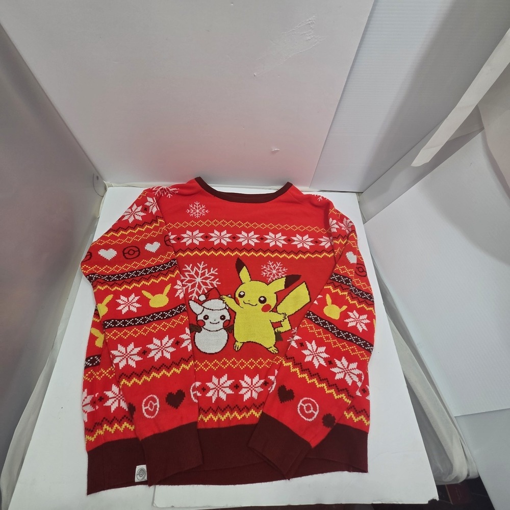 Pokemon Center Pikachu Holiday Friend Ugly Xmas Sweater Red  2XL LTD ED RARE‎
